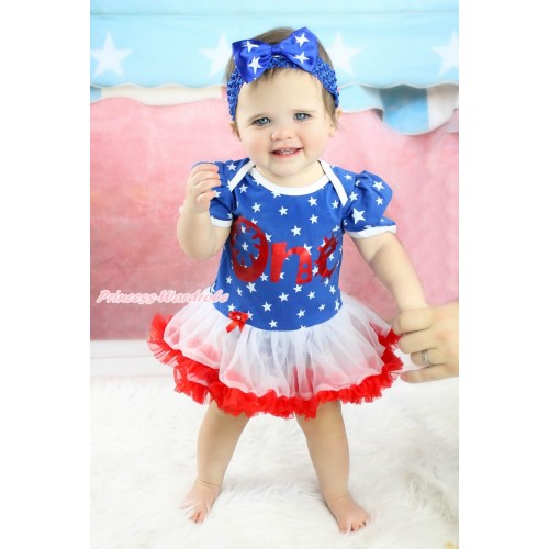 American Stars Baby Bodysuit White Red Pettiskirt & Sparkle Red One Painting JS4734
